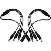 Security-01 2-Pack 1 Female to 3 Male DC Power Output Y Adapter Cord 5.5mm x 2.1mm,1 to 4 Way DC Power Splitter Cable for Sec