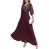 Wedtrend Women's Sequin Dresses Sparkly Glitter Dress Split Sleeves Formal Dresses Maxi Evening Dress