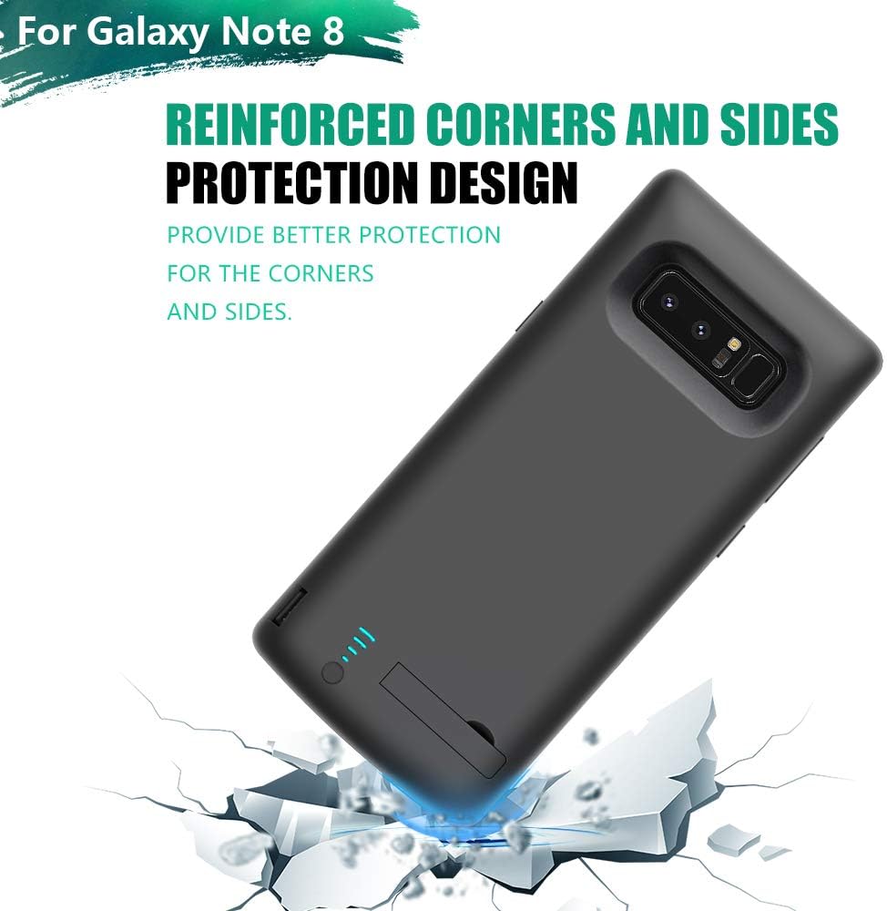 Battery Case for Samsung Galaxy Note 8, 6500mAh Rechargeable Extended Battery Charger with S-Pen Hole (Black) - Image 5