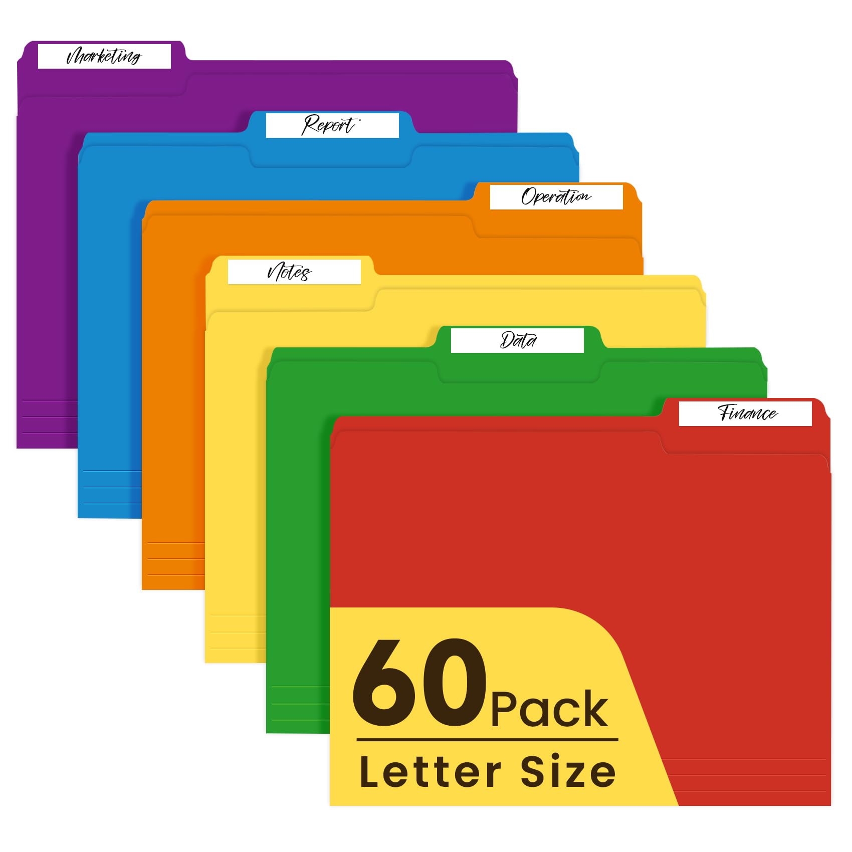 Photo 1 of Colored File Folders Letter Size, 60 Pack 6 Colors Bright Folders 1/3 Cut Tabs, Assorted Pastel Color Office School Buiness Folders for Filing Organization, Paper File Folder Bulk Set