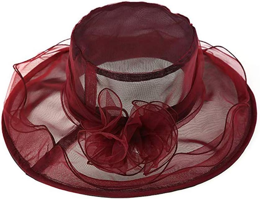 British Sun Hat Women's Organza Church Derby Fascinator Bridal Cap Tea Party Wedding Hat