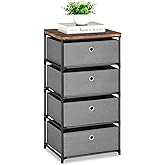 HAITRAL Drawer Clothes Organizer, Fabric Storage Chest - 4 Drawers Storage Organizer Unit for Closet, Easy Assembly Closet Dresser for Dorm, Bedroom, Hallway, Storage Bins (Gray)