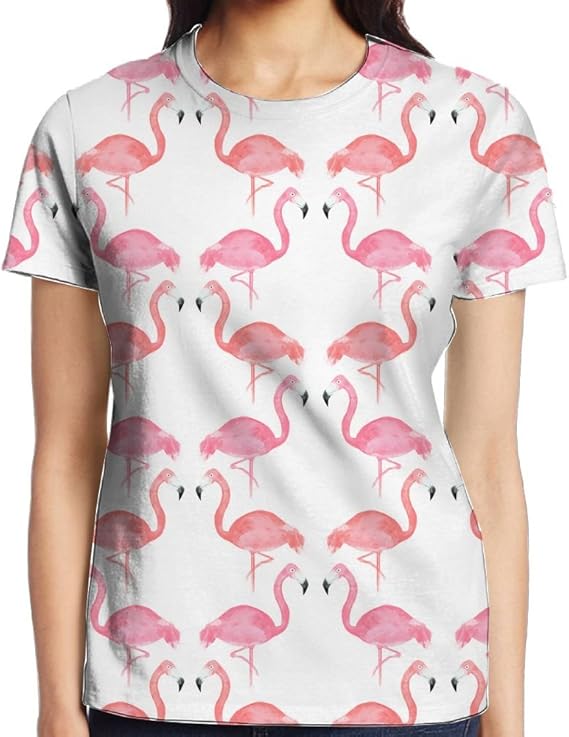 Amazon フラミンゴ バテンム レディース 3dプリント ｔシャツ 半袖 夏 人気 オシャレ オリジナルプリント 通販
