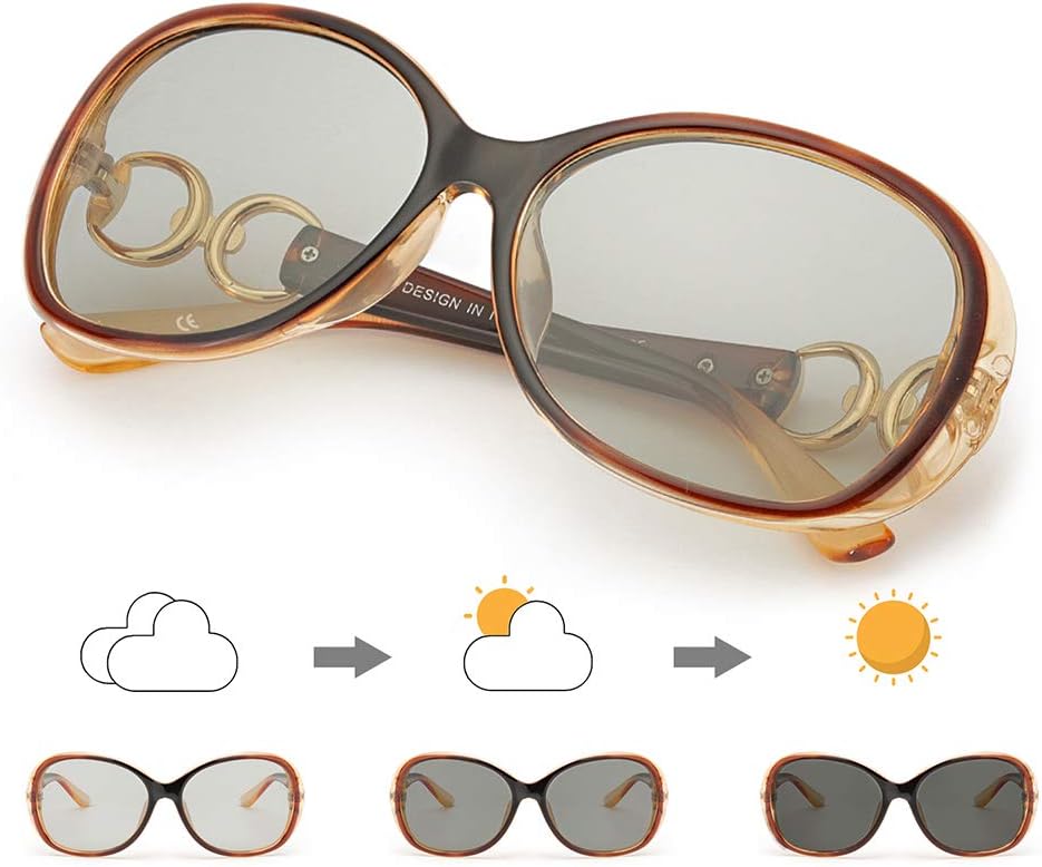 Enafad Photochromic Sunglasses Women Fashion Design-Oversized Sunglasses for Women Polarised 100% UVA&UVB Protection