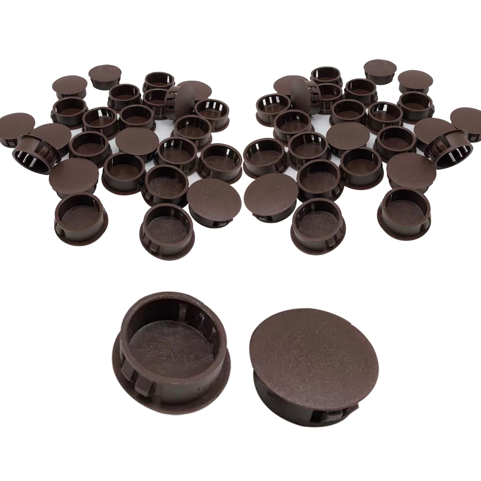 100 Pcs Plastic Plugs, 18mm Plastic Hole Plugs, Locking Insert End Cap, Hole Covers for Screw Holes Furniture Machines Cabinets(Brown)