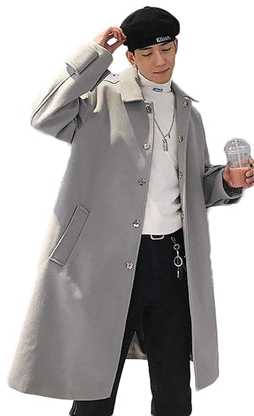 Amazon Gergeousロングコート メンズ ゆったり 無地 チェスター