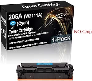 Amazon.com: 1-Pack (Cyan NO Chip) Compatible High Yield 206A (W2111A) Toner Cartridge use for HP 