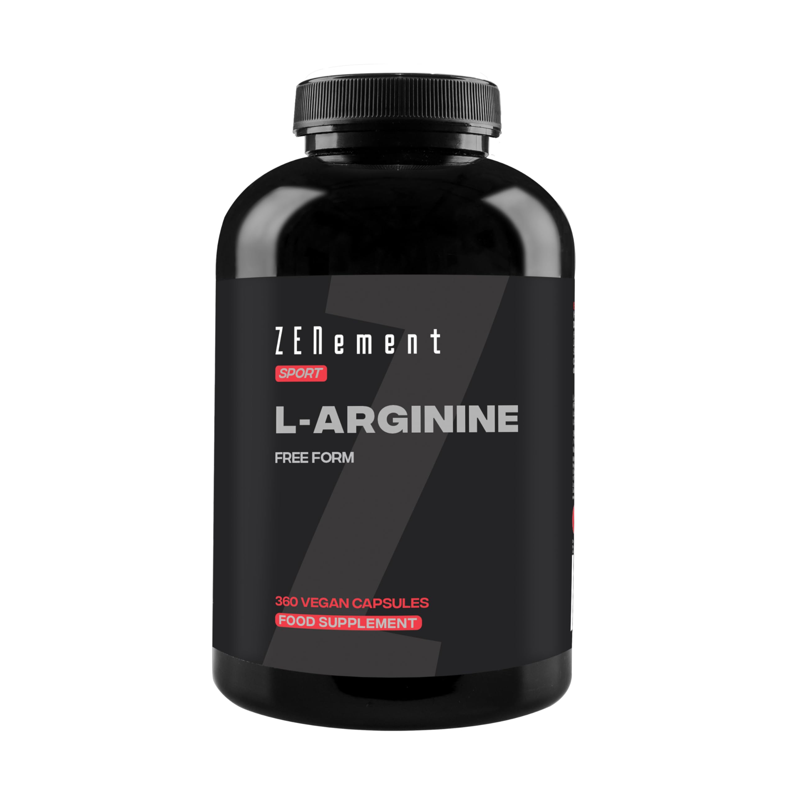 L-Arginine 2800 mg per Daily Dose (4 Capsules) – Pure, Free-Form Arginine, Without HCL for Greater Bioavailability – 360 Capsules for 3 Months – Zenement