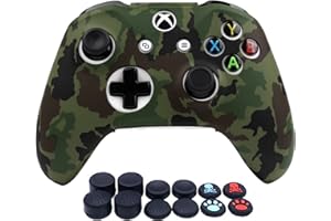 RALAN Controller Skin for Xbox One, Anti-Slip Silicone Controller Cover Protector Case Compatible for Xbox 1 Wireless/Wired Gamepad Joystick with 4 Thumb Grips Caps and Black Pro Thumb Grip x 8