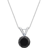 1/4 to 2 Carat Black Diamond Round Solitaire Pendant Necklace in 14k Gold with 18 Inch Chain Spring Ring 4-Prong Set cttw by Diamond Wish