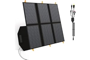 FLEXSOLAR 60W Portable Solar Panel for Power Station, 24% High Efficiency Foldable Solar Charger with QC3.0 USB-A PD3.0 DC Output, IP67 Waterproof Solar Panels for Camping RV, Power Outage (Without Generator)