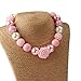 Bouren Pink Rose Chunky Bubblegum Bead Necklace for Girls