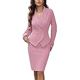 Agenlulu Women's 2 Piece Suits Business Casual Outfits Professional Office Work Long Sleeve Blazer and Pencil Skirt Sets