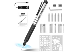 Tarlido Engraving Pen, USB Rechargeable Cordless Rotary Tools, Professional Mini Carving Machines Portable DIY Engraver Machine with 30 Bits and 2 Templates for Metal to Wooden, Glass, Jewelry(Black)