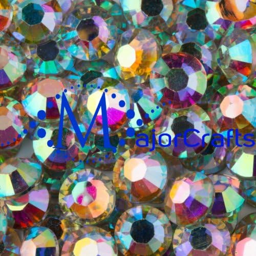 MajorCrafts 400pcs Crystal AB 7mm ss34 Flat Back Resin Rhinestones, Beads, Gems