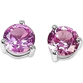 Oro Leoni 925 Sterling Silver Lab Created Pink Sapphire 7mm Martini Stud Earrings
