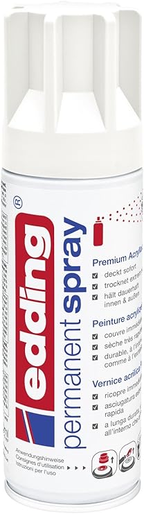 edding 5200 Permanent-Spray - verkehrs-weiß matt - 200 ml - Acryllack zum Lackieren und Dekorieren von Glas, Metall, Holz, Ke