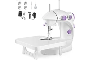 Mini Sewing Machine for Beginner, Dual Speed Portable Electric Sewing Machine with Extension Table, Light, Sewing Kit for Hou