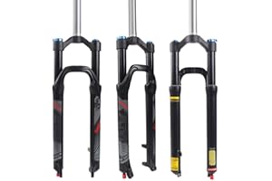 BUCKLOS LUTU 26/27.5/29 Air MTB Suspension Fork, Rebound Adjust Straight Tube 28.6mm QR 9mm Travel 120mm Manual/Crown Lockout Mountain Bike Forks, Ultralight Gas Shock XC Bicycle