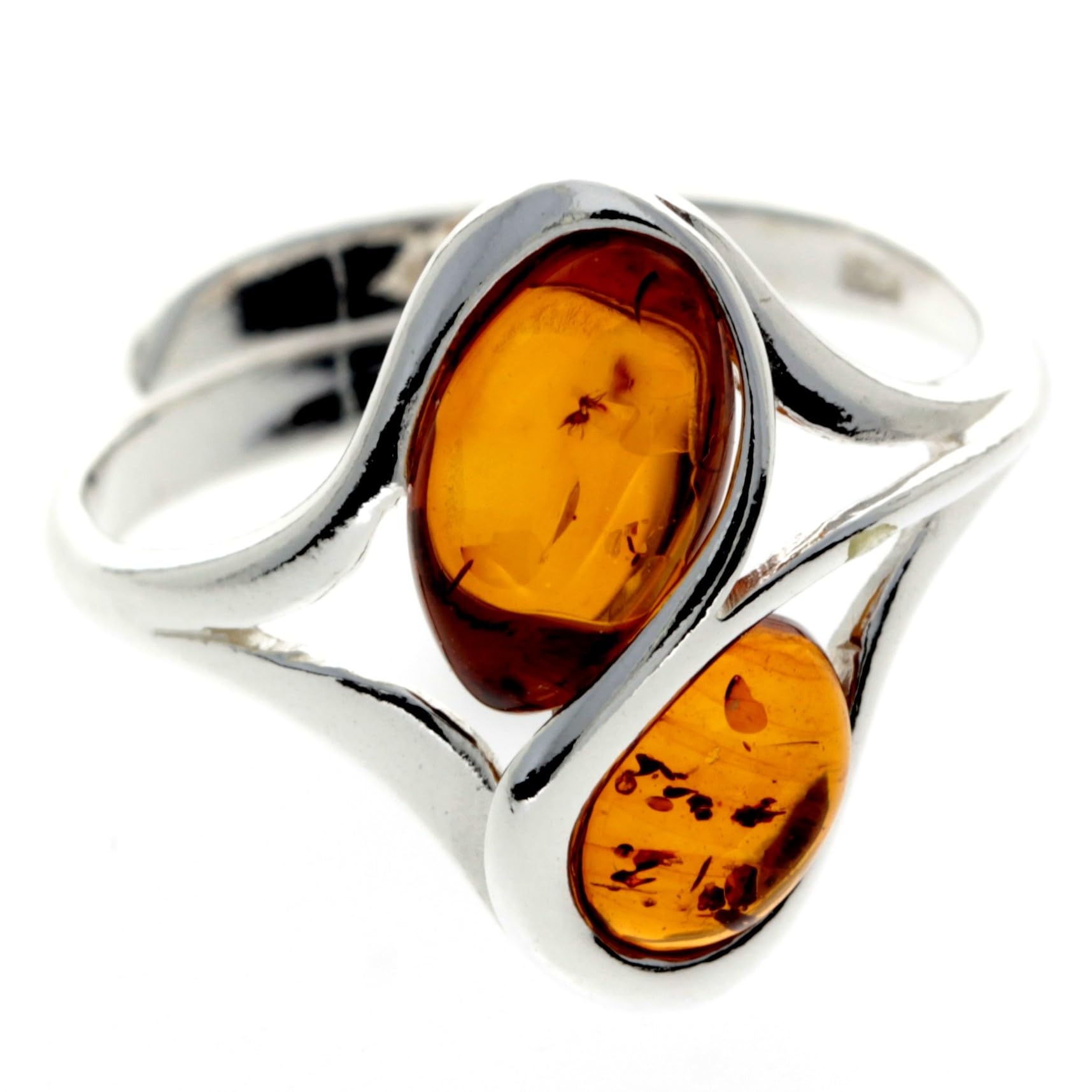 Lovely Baltic Amber & 925 Sterling Silver Designer Ring GL405A