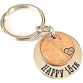 Tucker's Trinkets And Treasures Happy 18th Birthday Keychain, Birth Year Penny, 18th Birthday Gift Idea, 18 Years Old
