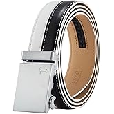 Tonywell Ratchets Belts for Men, Black/White Belt Men Adjustable, 1 3/8” Leather Belt for Costume Dress