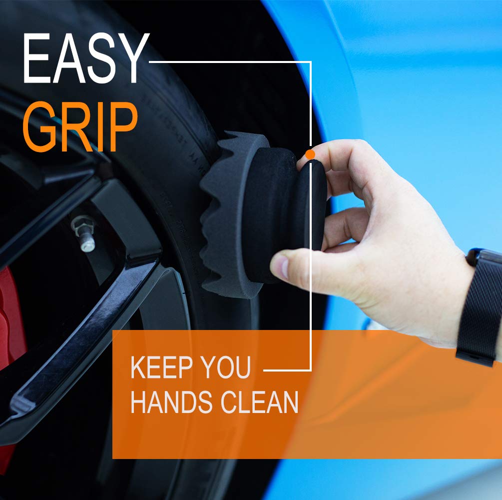 BOKA Pro Tire Dressing Applicator 2Pack Tire Shine Applicator Ergonomic Round Grip & Deeper