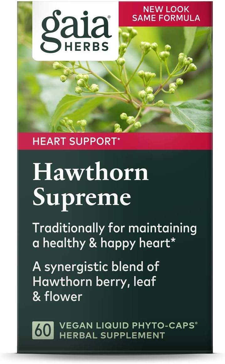 Gaia Herbs Hawthorn Supreme, Vegan Liquid Capsules, 60 Count - Promotes Heart Health & Stimulates Healthy Circulation, Organic Hawthorn Berry, Leaf & Flower Extract: Health & Personal Care