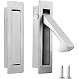 Malimali Pocket Door Pull Handle, Edge Pull, Stainless Steel Pocket Door Hardware Recessed Sliding Door Pulls Finger Flush Pull (Brushed Steel, 2 Pack)