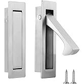 Malimali Pocket Door Pull Handle, Door Edge Pull, Brushed Steel, 1 Pack | Stainless Steel Pocket Door Latch Hardware Recessed Sliding Door Pulls Invisible Flush Finger Pull Hidden Door Handle