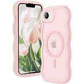 Amzfield for iPhone 16e/17e Case for Magsafe Wavy Frame Cute, Pink | Aesthetic Translucent Matte Hard Back Silicone Bumper Shockproof Protective Magnetic Chic Girly Phone Case for Women Girls