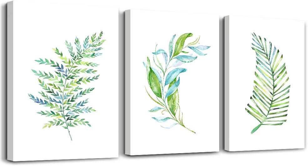 modern style Green leaves plants Canvas wall art for bedroom bathroom wall decor Watercolor painting Framed posters Canvas Prints for living room office Home Decoration mural kitchen wall painting