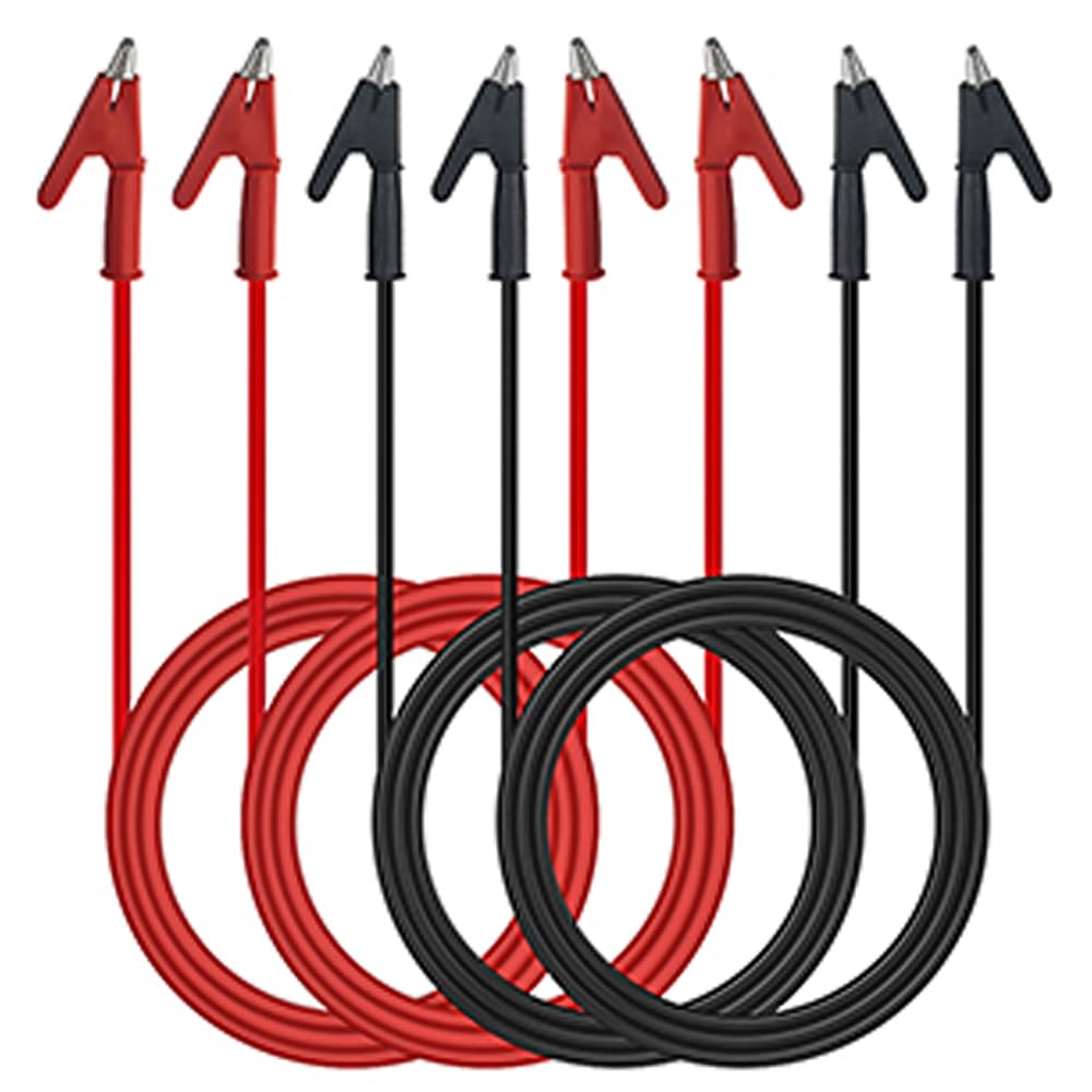 WMYCONGCONG 4 PCS Alligator Clips Electric Test Leads Electric Jumper Wires Dual Ended Alligator Clips 15A 3.3ft for Electrical Testing
