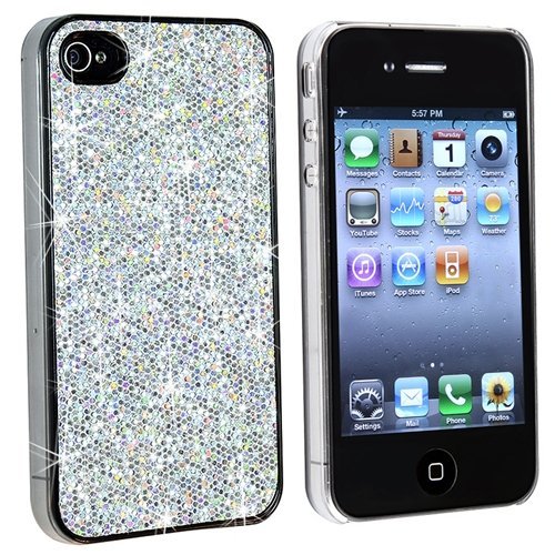 Silver Bling Rubber Hard Skin Cover Case for AT&T iPhone 4 G Silver Bling Rubber Hard Skin Cover Case for AT&T iPhone 4 G
