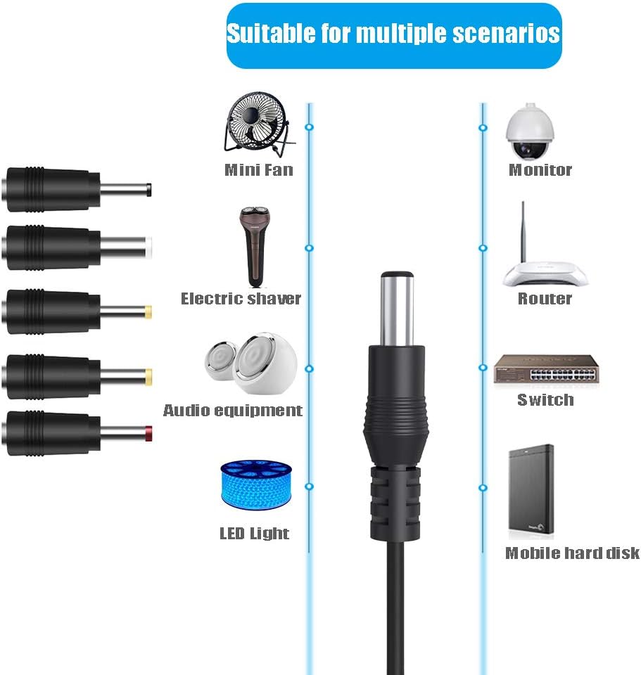 Ancable USB to DC Power Cable 5V Universal, 1M USB to DC 5.5 x 2.1mm Adapter for Fan Router, Speakers with 2.5x0.7mm - Image 3