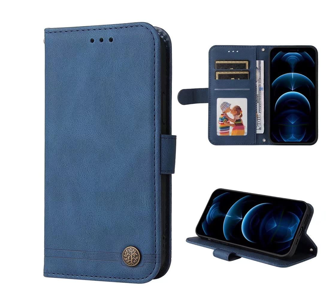 SEAHAI Case for OPPO Reno 10 5G / OPPO Reno 10 Pro 5G Leather PU Wallet Folio Stand Cover, Ultra-thin Shockproof Case Kickstand with Credit Card Slots TPU Shell Magnetic Close - Blue