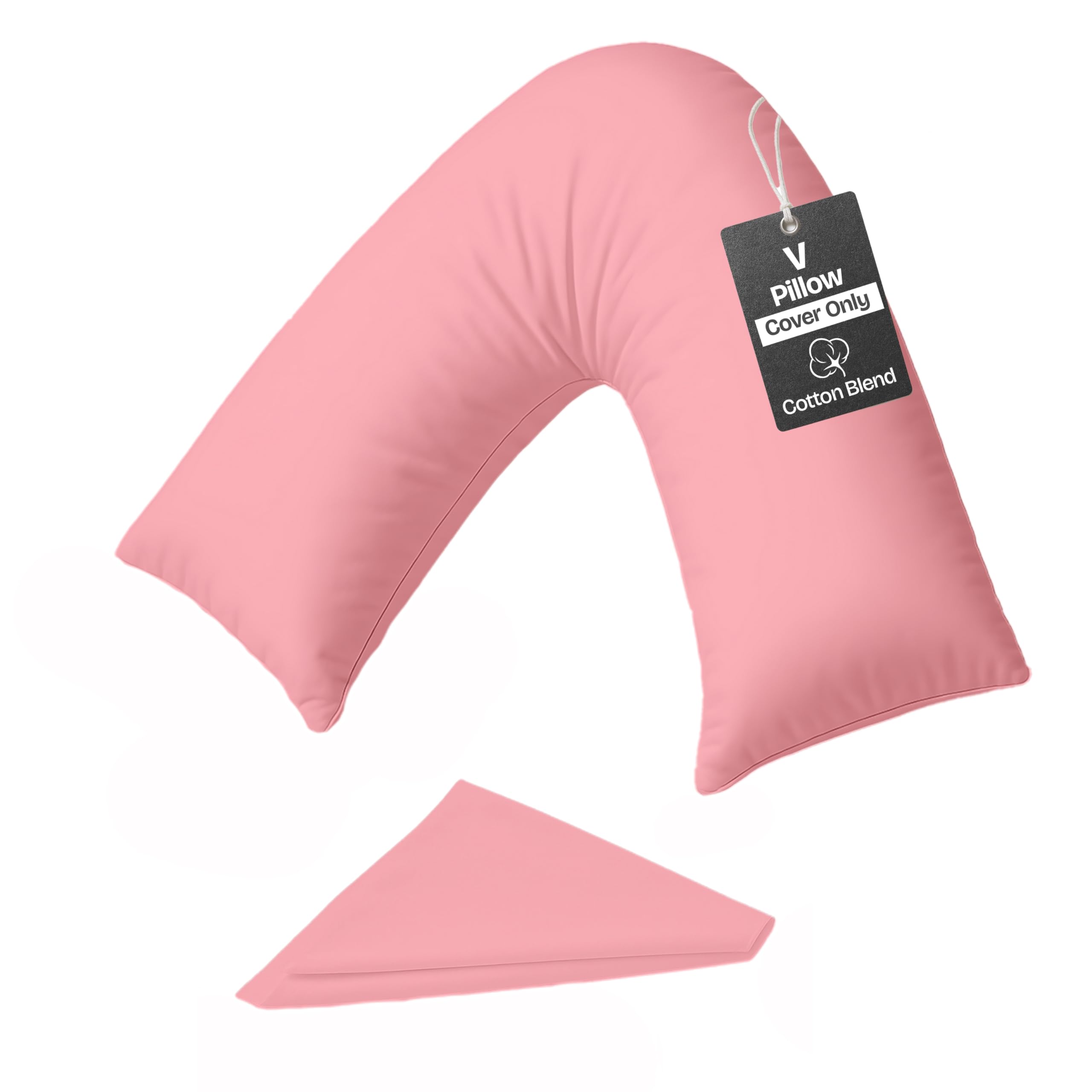 Rohi Pink V Shaped Pillowcase – Soft & Breathable V Pillow Cover – Hypoallergenic Triangle Pillow Case – Envelope Closure – Back Support Orthopaedic Nursing V Pillowcase Covers Only (Pink)