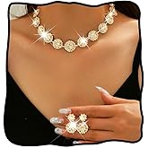 Nicute Rhinestone Wedding Jewelry Set Silver Bridal Necklace Earrings Sets Formal Costume Jewelry for Women