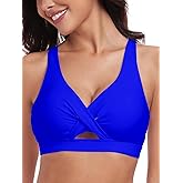 RELLECIGA Women’s Bikini Top Push Up Padded Swim Top V Neck Bathing Suit Tops