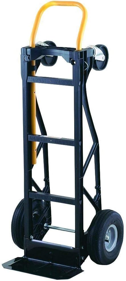 Harper Trucks 700 lb Capacity Glass Filled Nylon Convertible Hand Truck and Dolly with 10" Pneumatic Wheels (Renewed)