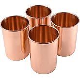 2activelife Pure Copper Glass for Drinking Water | Copper Cups Set of 4| For Ayurveda Health Benefits (11.8 Oz approx) (Plain Design)