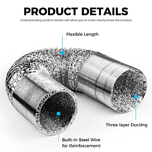 6in Aluminum Foil Duct Hose Flex Grow Tent Room Ventilation Cooling