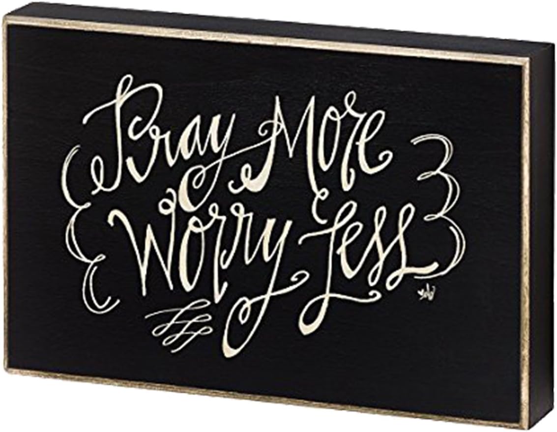 Pray More Box Sign Black