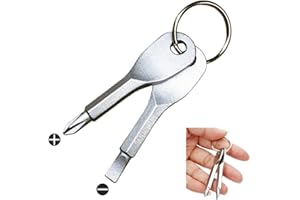 SANJINFON Pocket Screwdriver Dual-purpose: Flat Head Screwdriver & Small Phillips Head Screwdriver Set, Keychain Tool, Mini EDC Keychain Screwdriver Gadgets, Best tools for men 2023 Dad Boy (2Pcs SL)