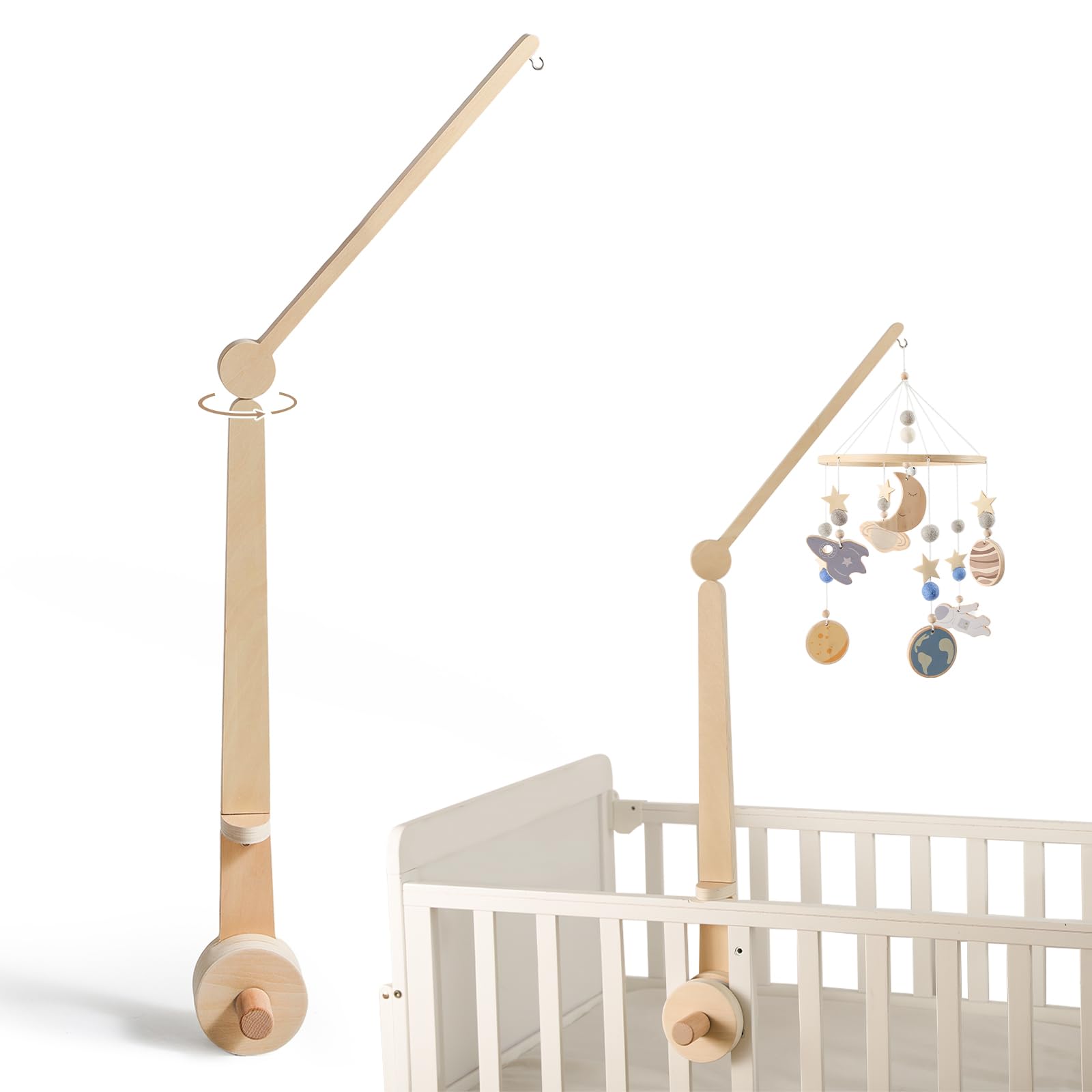 Photo 1 of Baby Crib Mobile Arm Wooden Mobile Arm for Crib Rotating Baby Mobile Hanger for Crib Baby Girl or Boy Nursery Decor