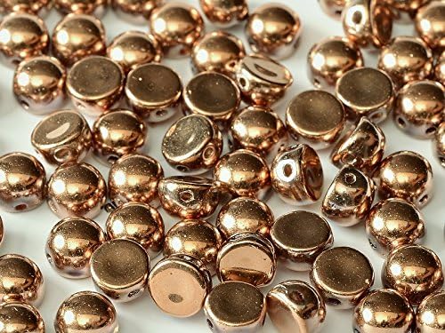 25pcs Cabochon Bead - Brand new Czech glass Beads in Shape Half-sphere 6 mm with 2 Holes, Crystal Capri Gold Full