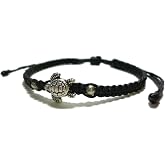 Moose546 Sea Turtle Pendant Lucky Braided Bracelets with a Sliding Knot Adjustable Cotton Cord Black Unisex FC-039