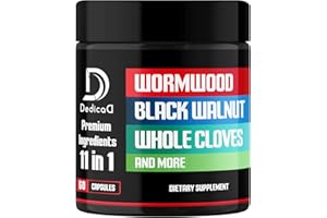 DEDICAD Wormwood Capsules Supplement - Extracted from Black Walnut, Cloves, Turmeric, Apple, Berberine HCl & More - 11 Ingredients Combined for Immune System, Body Management - 60 Capsules