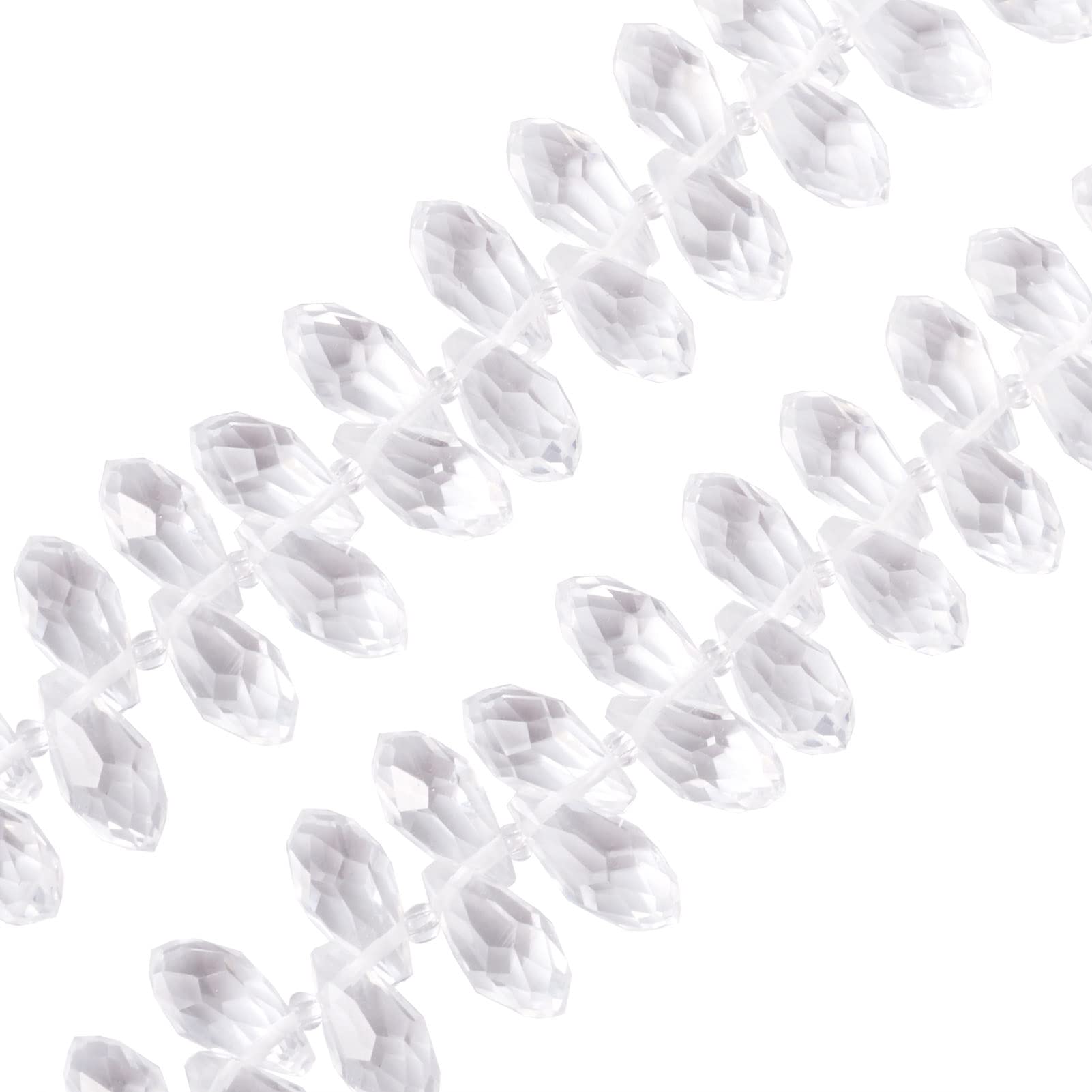 PandaHall 100pcs Clear Crystal Teardrop Glass Beads Faceted Water Drop Transparent Spacer Loose Beads 12x6mm Glass Charms for Bracelet Necklaces Earrings Jewelry Craft Making