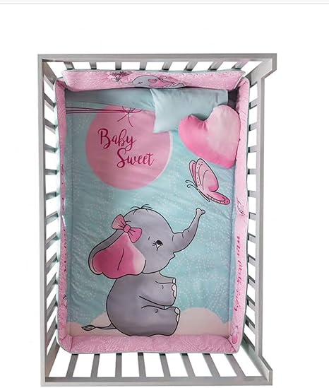 baby girl elephant crib set